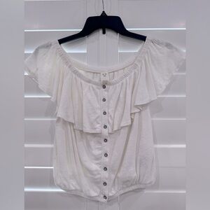 We the free off the shoulder top in white. Size medium. NWT